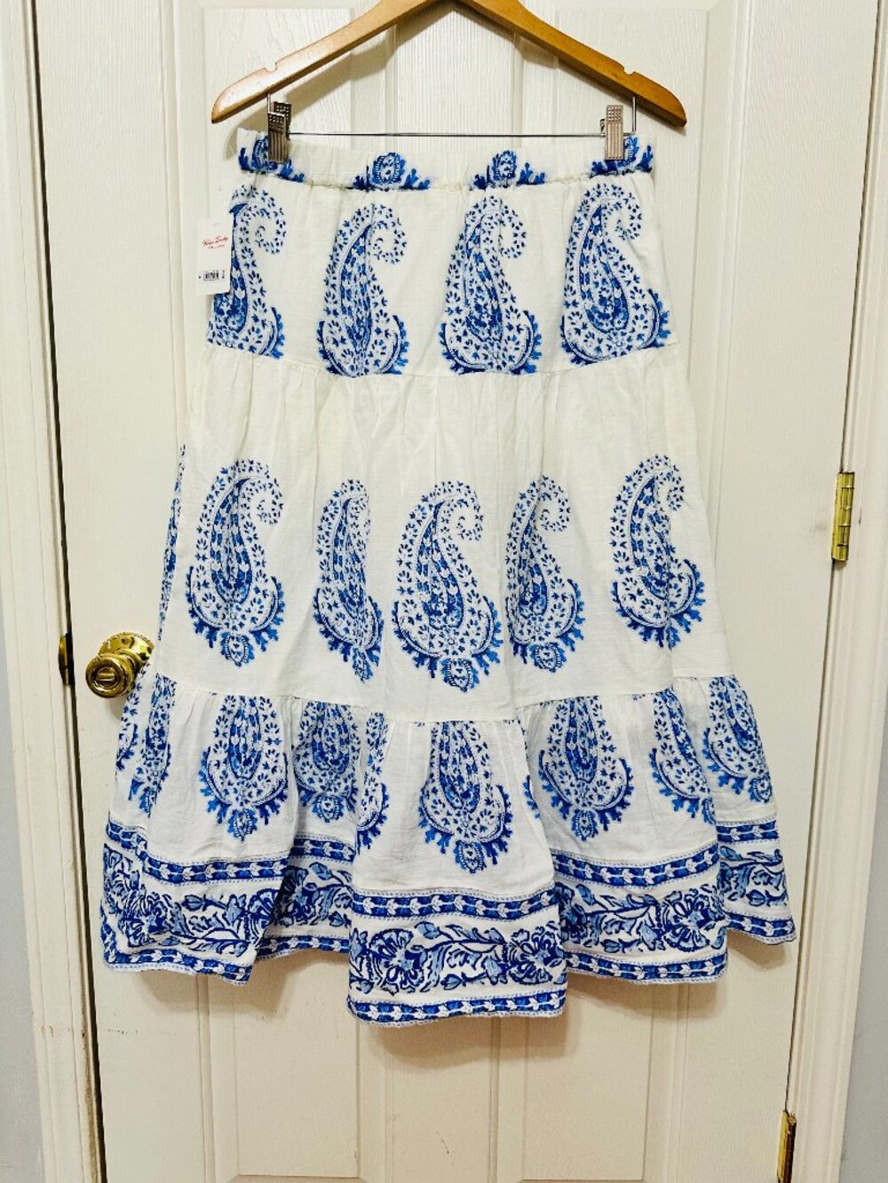 LUCKY BRAND BOHO SANTORINI VIBE PAISLEY PRINT 100% COTTON MAXI SKIRT MEDIUM $90